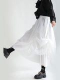 High Waist Black Drawstring Irregular Long Strap Half-body Skirt Women Fashion Tide New Spring Autumn 2023