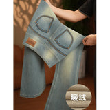 Wash Light Blue High Waist Slim Slim Skinny Micro-Tipped Jeans New Velvet Thick Horseshoe