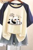 100% Cotton L-3XL T Shirt Plus size Print Tshirt Short Sleeve Patchwork Women Top Summer Couple O Neck Oversize T