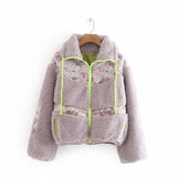 Women Jacket Coat Warm Thick Puff Teddy Jackets Zipper Pockets Long Sleeve Casual Streetwear Overcoat
