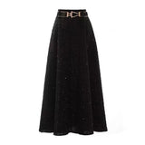 Casual Black Skirt For Women High Waist A Line Solid Minimalist Midi Skirts Female Korean Fashion Clothing 2021