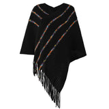 Plus Size Spring Autumn Striped Poncho Women Sweater Oversized Jumper Knitwear Holiday White Vintage Cape Sleeveless
