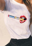 White Streetwear O-Neck Short Sleeves Printed