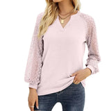 Casual Long Sleeve Women Tshirts V Neck Lace Mesh Long Sleeve Tops Female Vintage Clothes Loose Tees Shirts Blusas