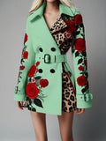 New Fashion Temperament Print Collar Coat Women's