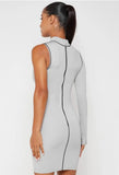 Print Lines Single Sleeve Turtleneck Bodycon