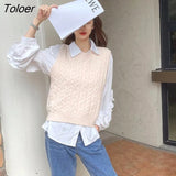 Sweaters For Women Fashion 2022 New Autumn Winter Clothes Casual Plaid Sweater Vest Women Pullovers White Loose Gray