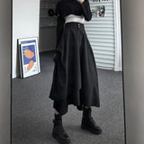 Party Casual Vintage Victorian Skirt Women Black High Street Korean Gothic Y2k Skirt Female Long Chic Irregular Fashion Party