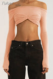 Shoulder See Through Mesh Women's T-shirt Spring 2023 Y2k Tops Long Sleeve Crop Tees Streetwear Sexy Ruched T Shirts