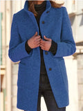 Autumn And Winter Retro Button-Collar Hair Coat Women's