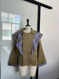 Sense Two Wearing Lattice Color Jacket Women Loose Fashion 2025 Autumn