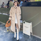 2021 Winter Long Warm Thick Faux Fur Coat Women with Belt Loose Casual Stylish Korean Fashion Jackets Double Breasted