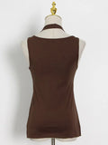 Toloer New Commuter Trend Irregular Fake Two Sling Vest Women's Round Collar With A Top T Shirt-Outfit