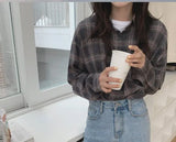 Vintage cotton plaid Shirt female Oversize Tops Women Long sleeve Girls Blouse Plus Size Autumn Women Blouses femme