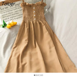 Dress Summer Women Off Shoulder Spaghetti Strap Slim Stretchy Breathable Soft Female Loose All-match Simple