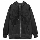 Hip Hop Streetwear Hoodies Men Jacket Angel Dark Print Toppies Coat Goth Harajuku Y2k Clothes Punk Jacket Outwear