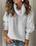 Size Sweaters Women Turtleneck Warm Knitted Oversized Sweater Winter Autumn Long Sleeve Rivet Pullover Sexy Tops