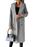 Women's Spring 2025 New Coat With Hair, Coat Solid Long-Sleeved Double-Buttoned