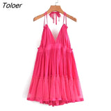 V Neck Bandage Tie Backless Sexy Mini Dress 2023 Summer Women Strap Dresses Boho Casual Beach Dress Female
