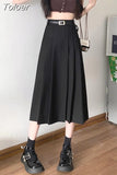 Skirt Solid Color High Waist Elastic A-line Temperament Basic Casual Fashion All-match Office Sweet Preppy Style