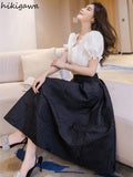 Skirt for Women 2023 Faldas Mujer De Moda High Waist Slim Floral Vintage Black Skirts A-line Temperament Office Lady