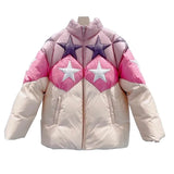 2022 Winter Loose Cotton Padded Jacket Patchwork Harajuku Streetwear Female Windproof Coat Warm Parka Fashion