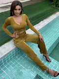 Tied Crop Top and Wide Leg Pants