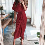 Women's Spring New Short-Sleeved Temperament Commute High-Waist Print Long