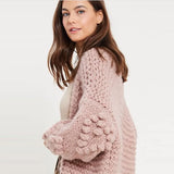 chic jumper white cardigan hand knitted long sleeve autumn winter outwear casual special 3D flower mohair sweaters