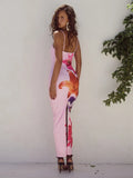 Toloer Women's Summer 2024 New Print Sexy Slip Dress Children's Holiday Wind Beach Dress-Outfit