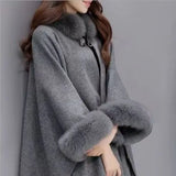 New Coat Women's Fashion Ins Autumn and Winter Mid Long Fashion Temperament British A-line Cape Worsted Personalized