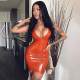 Toloer Women's Wear 2023 Sleeveless Sexy Big V Neck Waist Show Thin Hip Women Dress Women-Outfit