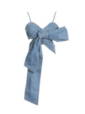 Toloer Top 20 Spring Summer 24 New Fashion Bow Design Sense Denim Strapless Sling-Outfit
