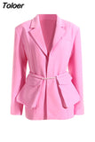 Fashion Women's Blazer Pearl Chain Large Pocket Decoration Slim Hidden Breasted Suit Jackets Summer 2023 New Tide