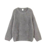 Selling Pure Color Imitation Marten Netted Round Sweater Women 2025 New Soft Knitting Base