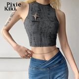 Distressed Tank Top Womans Y2k Streetwear Sleeveless T Shirts 2023 Summer Fashion Cropped Tees