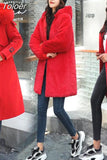 Women Winter Jacket Hooded X-Long Thick Faux Fur Padded Parkas Woman Distachable Plus Size Coat kurtka puchowa damska z