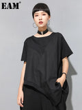 Women Back Hem Irregular Big Size Casual T-shirt New Round Neck Short Sleeve Fashion Tide Spring Summer 2023