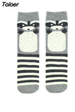 Women's Socks Christmas Peonfly Fashion Harajuku Cute Cartoon Animal Cat Dog Printed Socks Funny Skate Cotton Happy
