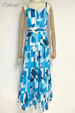 Streetwear Slim Dress For Women Square Collar Sleeveless High Waist Backless With Belt Print Dress Female Summer 2023