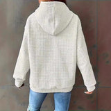 Wish Autumn And Winter Explosion Of Solid Color Hooded Drawstring Fashion Long-Sleeved Lady's Loose