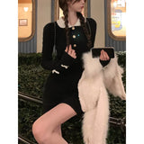 Winter Elegant Knitted Dress Women Kawaii Clothing Bodycon Y2k Mini Dress Female Slim One Piece Dress Korean Fashion