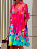 New Fashion Print Shirt Collar Long Women's