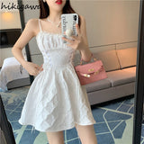 Temperament Robe Femme Sexy Dresses Women Slim Waist Backless Sling Black Vestido Feminino Lace Up Summer Backless Y2k