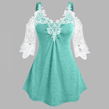Women Fashion Lace Tank Top Summer Casual Lace Stitching Tank Top Multicolor Slim Cold Shoulder Vest New V-neck Stitching