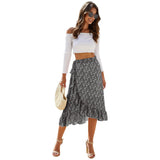 Woman Skirts High Waisted Pink Ladies Floral Ruffle Long Skirt Summer Asymmetrical Slit Lace Up Wrap Midi Clothes