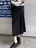 Irregular Long Skirt Women Vintage Y2K High Waist A-line Patchwork Pleated Skirt School Casual 90s Streetwear