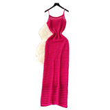 Grid Sling Dress Women's Summer New Folding Coat Wearing Long Body Dressing Vest Burqa