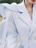 2023 Autumn New Style Ruffle Wave Sleeve Suit jackets Women's Double Breasted Design Solid Color Blazer Fashion Tide