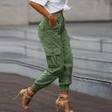Yskkt Cargo Pants Women High Waist Spring Autumn Pocket Slim Sweatpants Fashion Streetwear Long Overalls Pant Elastics